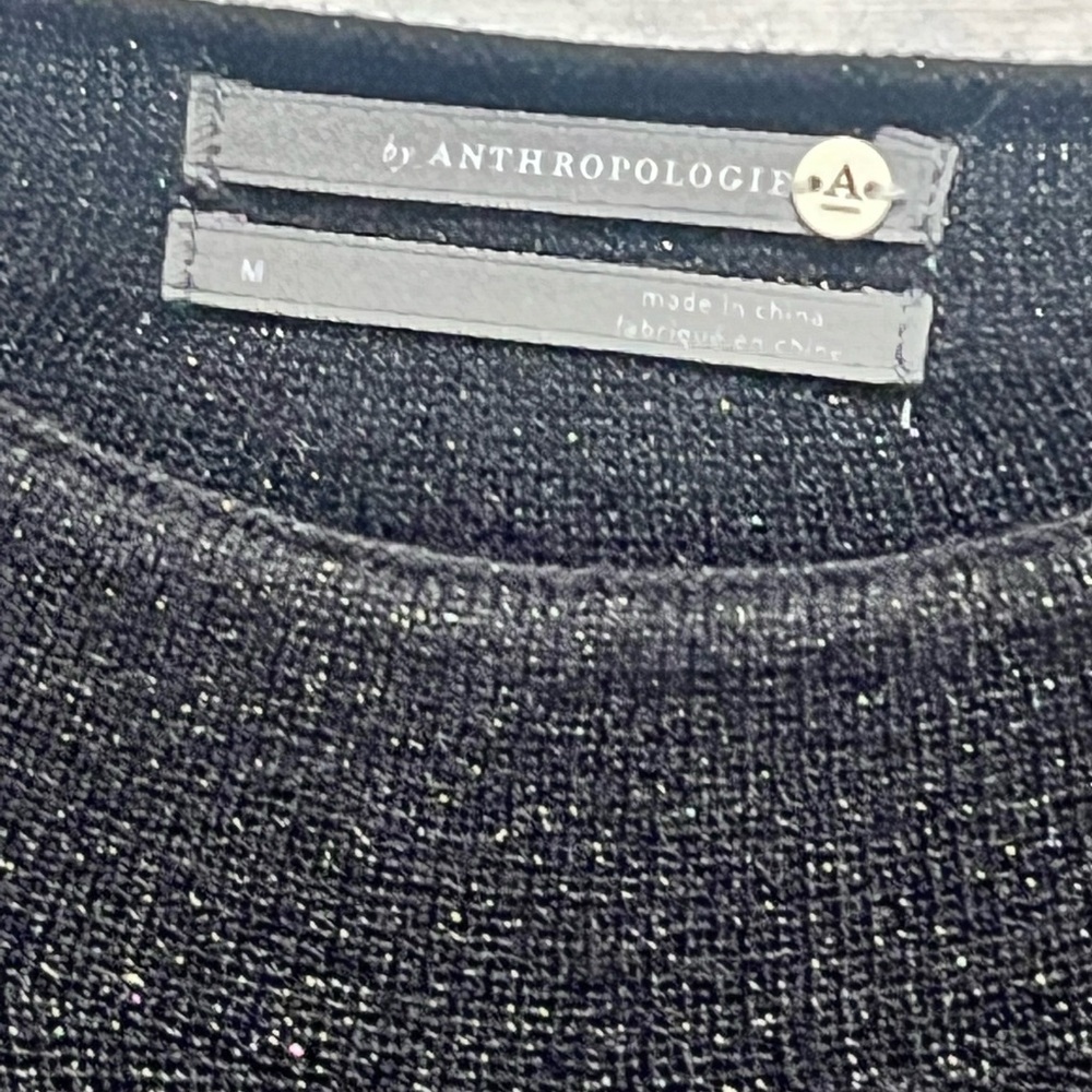 Anthropologie Claudette Black Ruffled Sweater Dress Sz:M - Picture 9 of 14